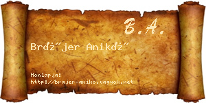 Brájer Anikó névjegykártya