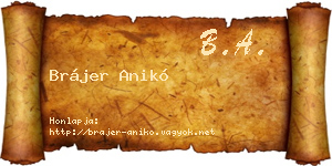 Brájer Anikó névjegykártya